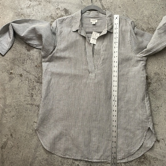 J Crew Factory Striped Pop Over Linen Blend Tunic Top. Size Medium - Picture 11 of 12